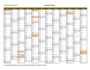 KALENDER 2016 Ausdrucken ✓ PDF-Vorlagen